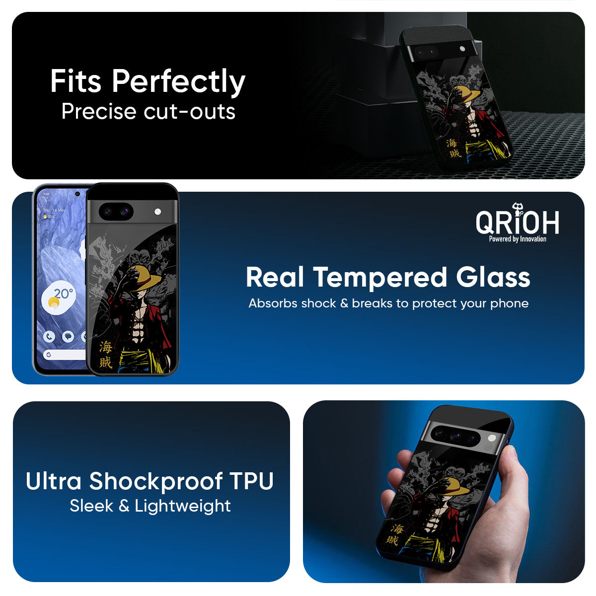 Dark Luffy Glass Case for Google Pixel 9