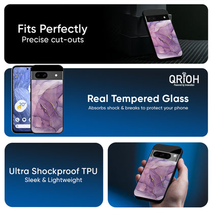 Purple Gold Marble Glass Case for Google Pixel 9 Pro