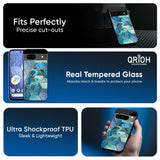 Turquoise Geometrical Marble Glass Case for Google Pixel 9