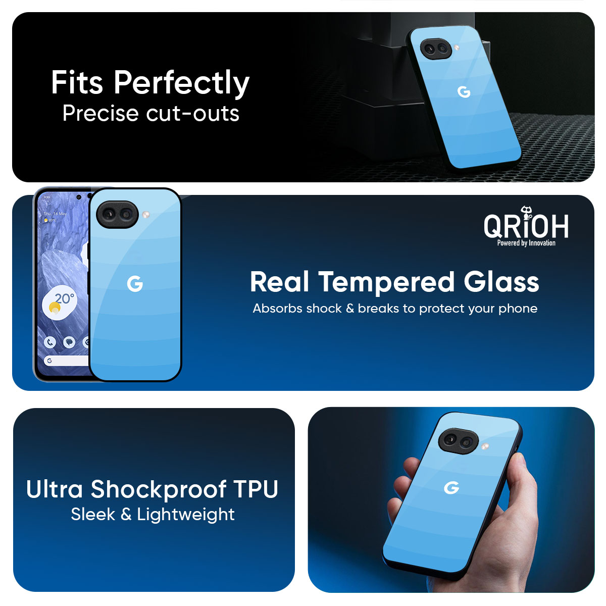 Wavy Blue Pattern Glass Case for Google Pixel 10A 5G