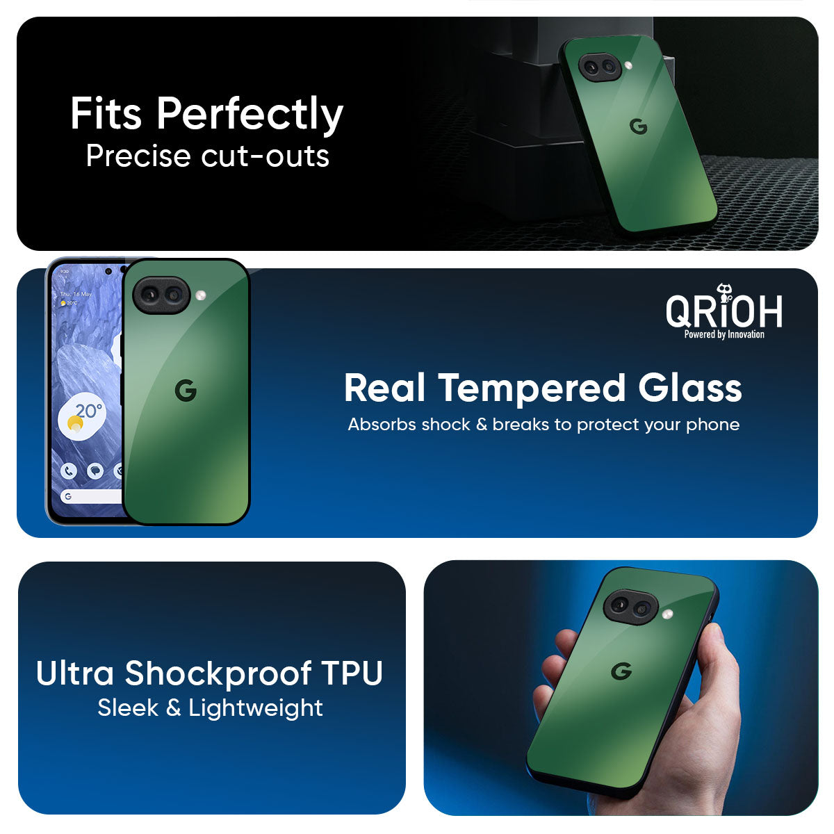 Green Grunge Texture Glass Case for Google Pixel 9A