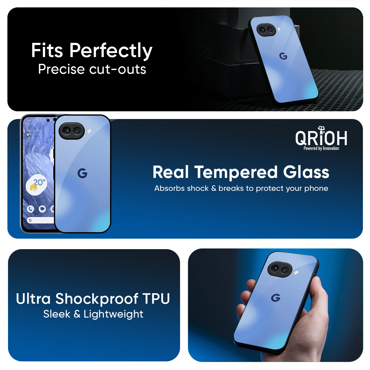 Vibrant Blue Texture Glass Case for Google Pixel 10A 5G