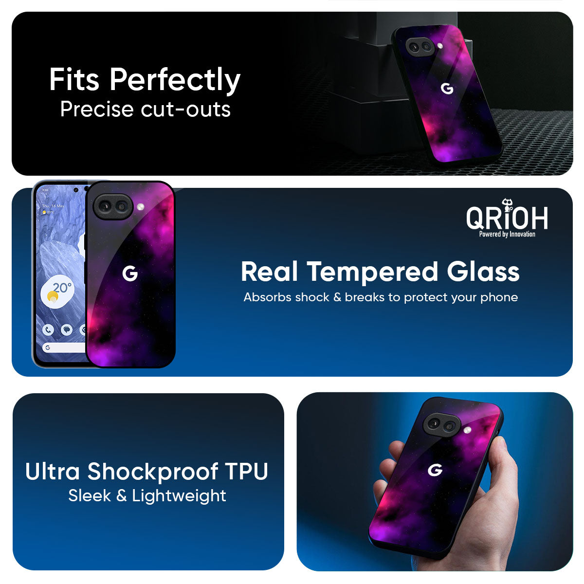 Pink Galaxy Glass Case for Google Pixel 9A