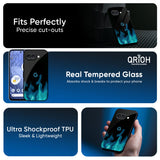 Teal Flames Glass Case for Google Pixel 9A