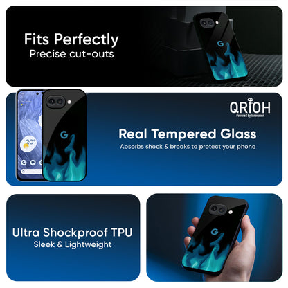 Teal Flames Glass Case for Google Pixel 10A 5G
