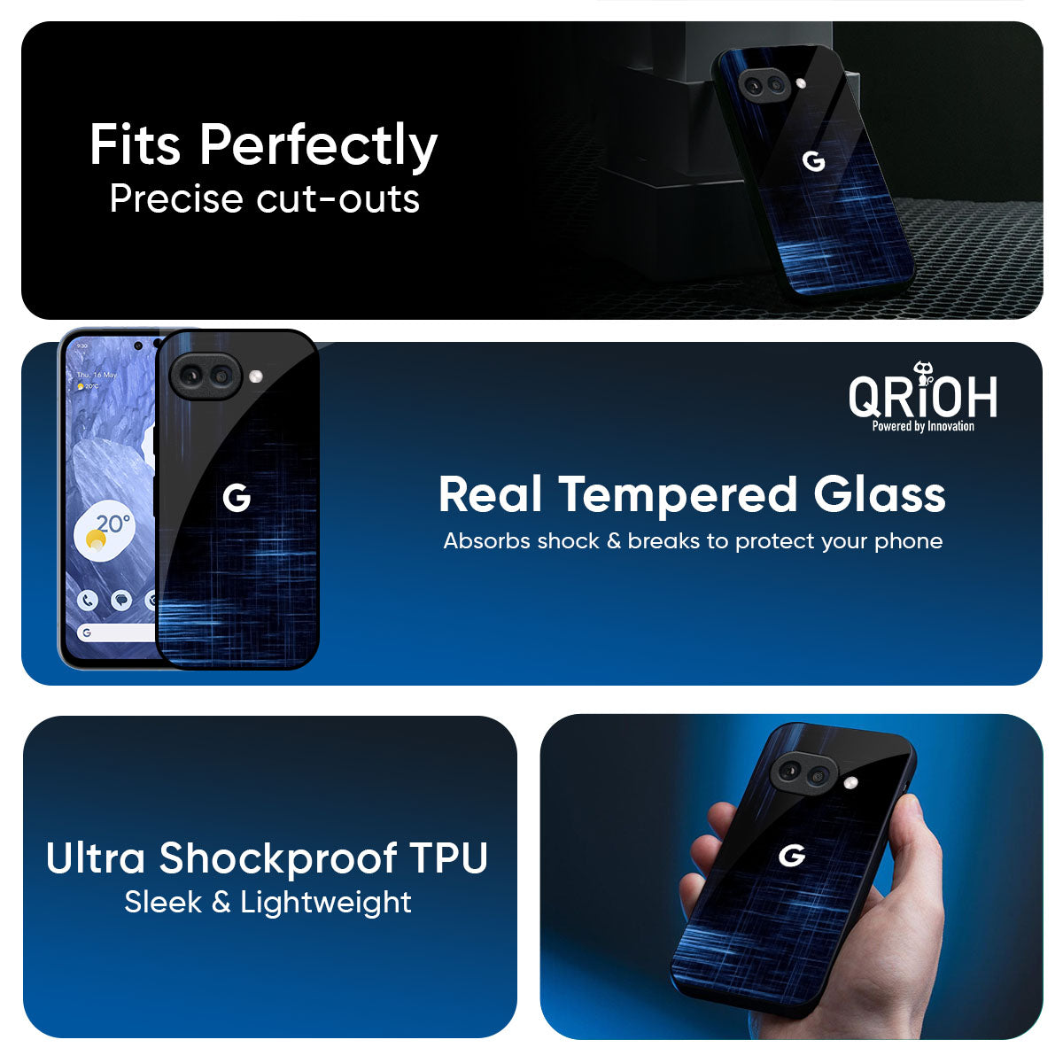 Blue Scratch Glass Case for Google Pixel 9A