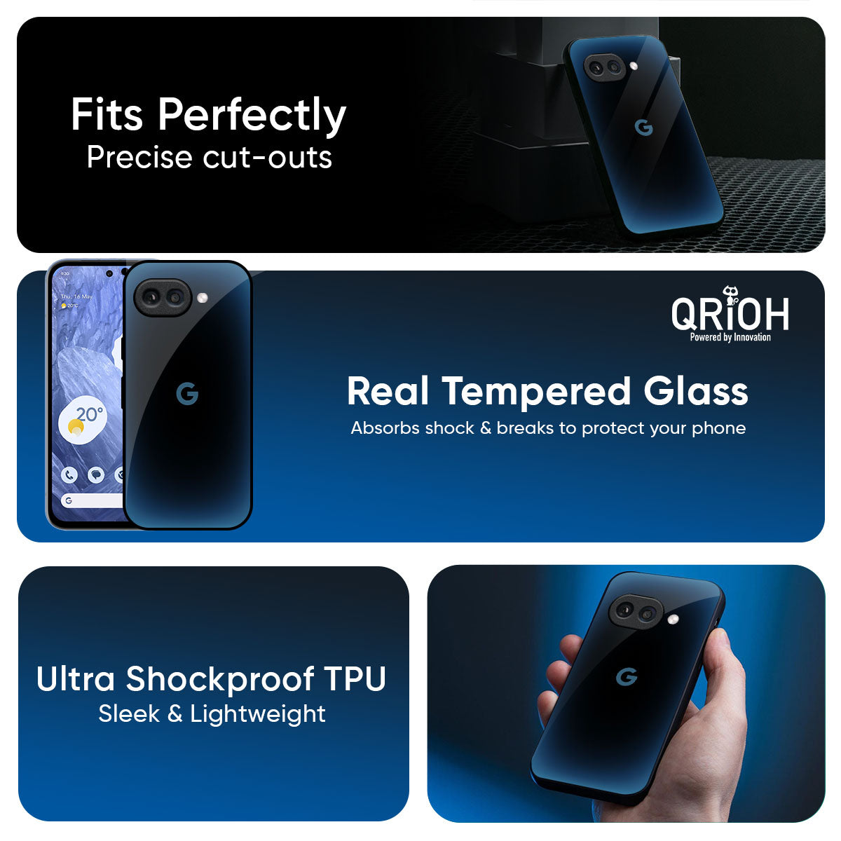 Blue Dynamic Glass Case for Google Pixel 9A