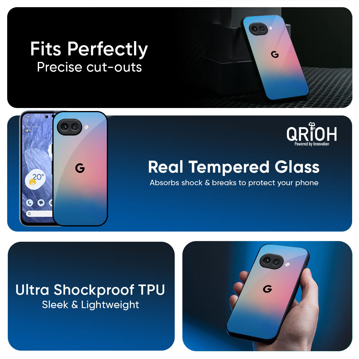Blue & Pink Ombre Glass case for Google Pixel 9A