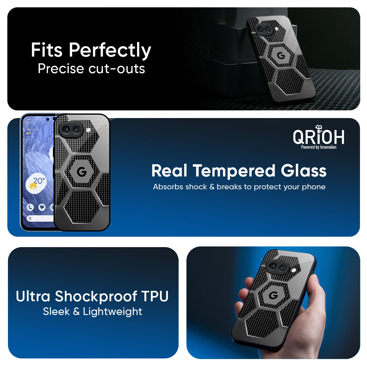 Hexagon Style Glass Case For Google Pixel 9A
