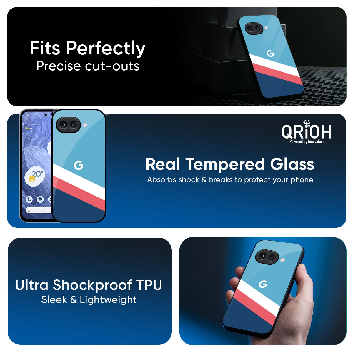 Pink & White Stripes Glass Case For Google Pixel 9A