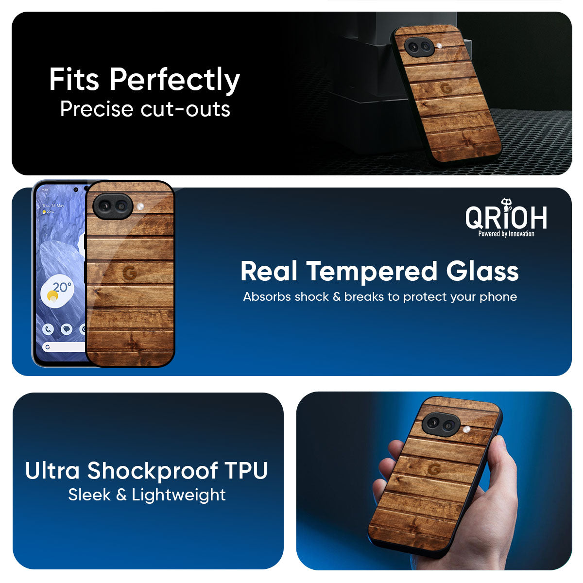 Wooden Planks Glass Case for Google Pixel 9A