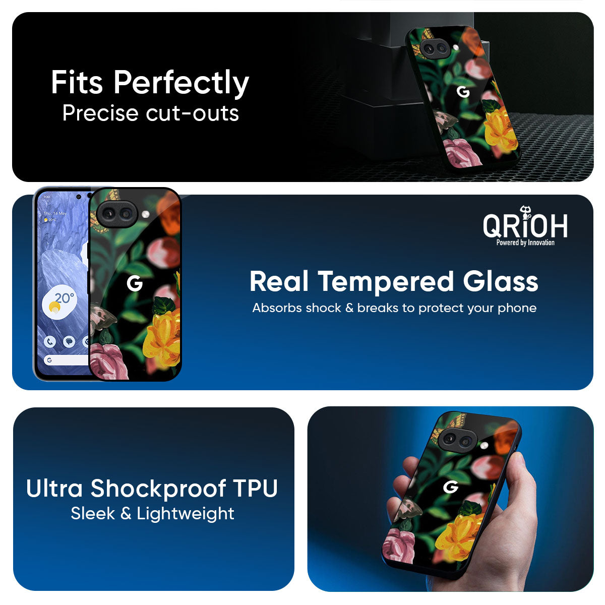 Flowers & Butterfly Glass Case for Google Pixel 9A