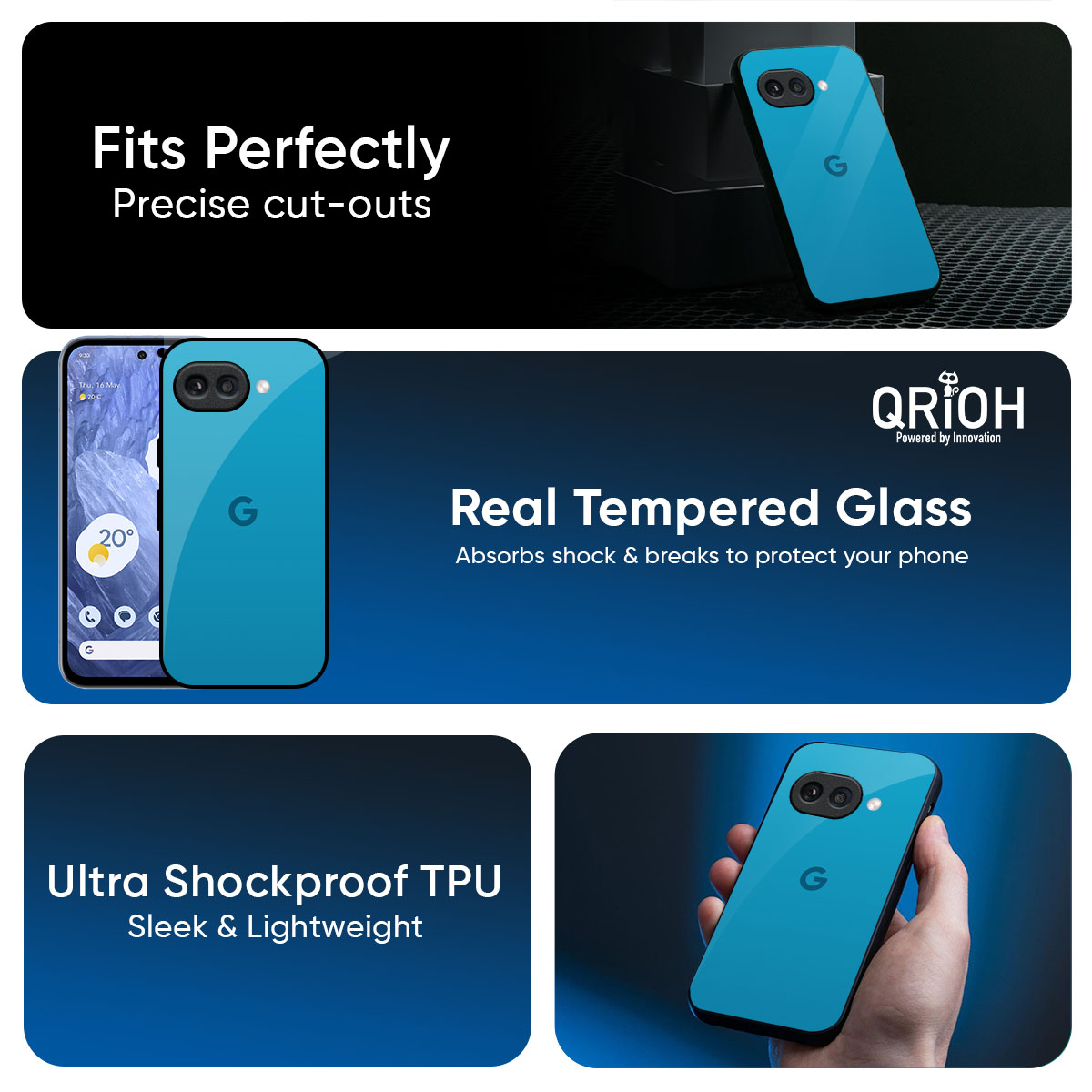 Blue Aqua Glass Case for Google Pixel 10A 5G