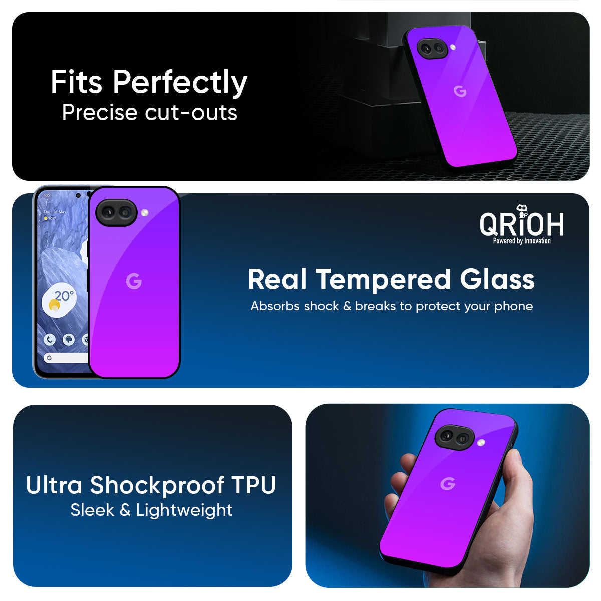 Purple Pink Glass Case for Google Pixel 9A