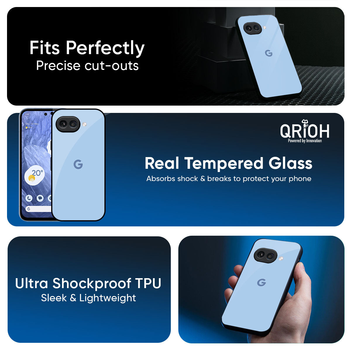 Pastel Sky Blue Glass Case for Google Pixel 10A 5G