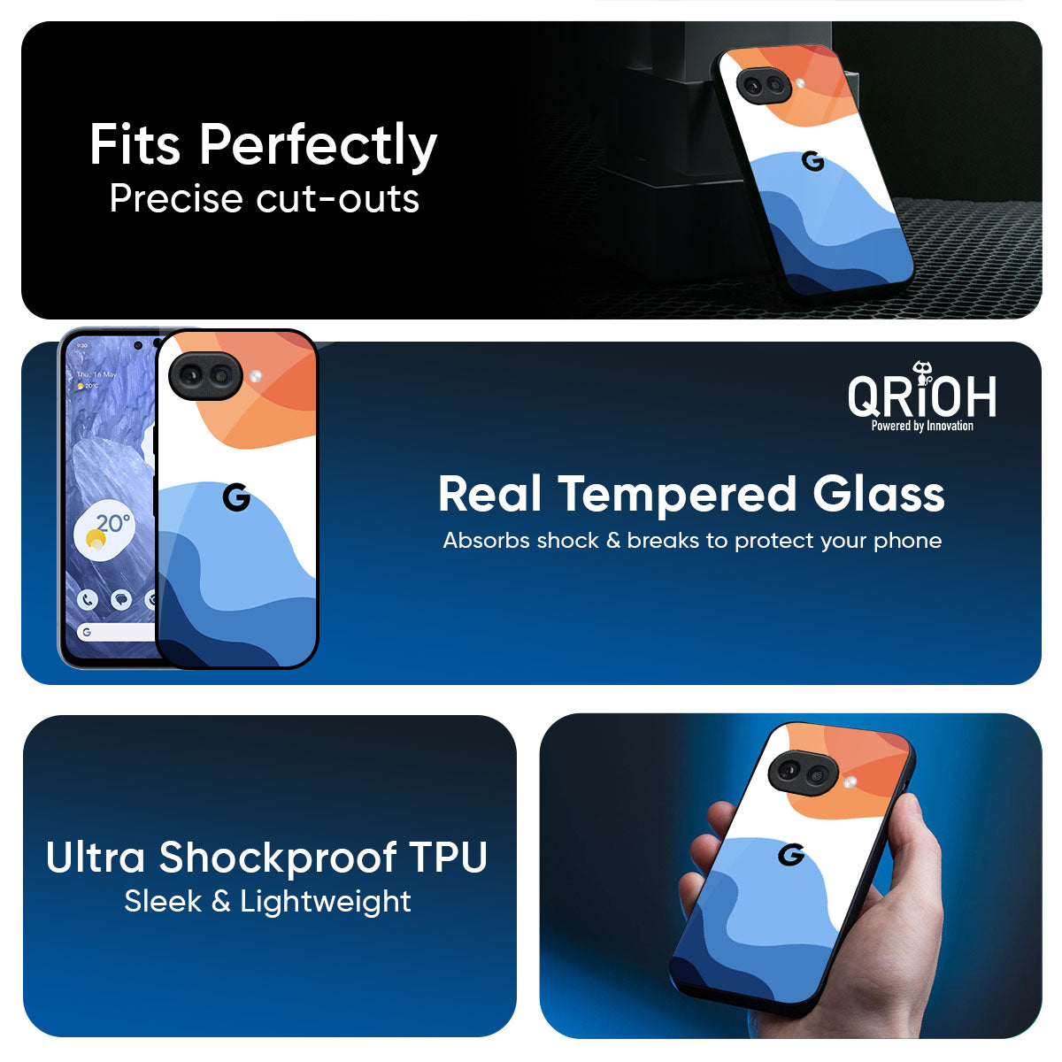 Wavy Color Pattern Glass Case for Google Pixel 9A