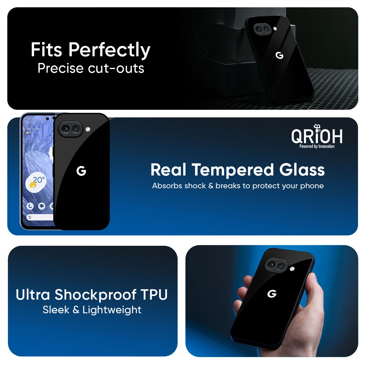 Jet Black Glass Case for Google Pixel 10A 5G