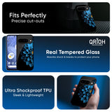 Half Blue Flower Glass Case for Google Pixel 10 Pro XL 5G