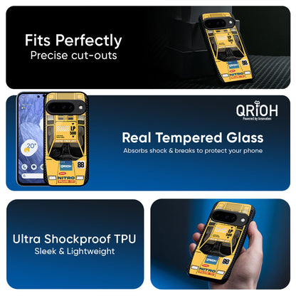 Yellow Racing Car Glass Case for Google Pixel 10 5G