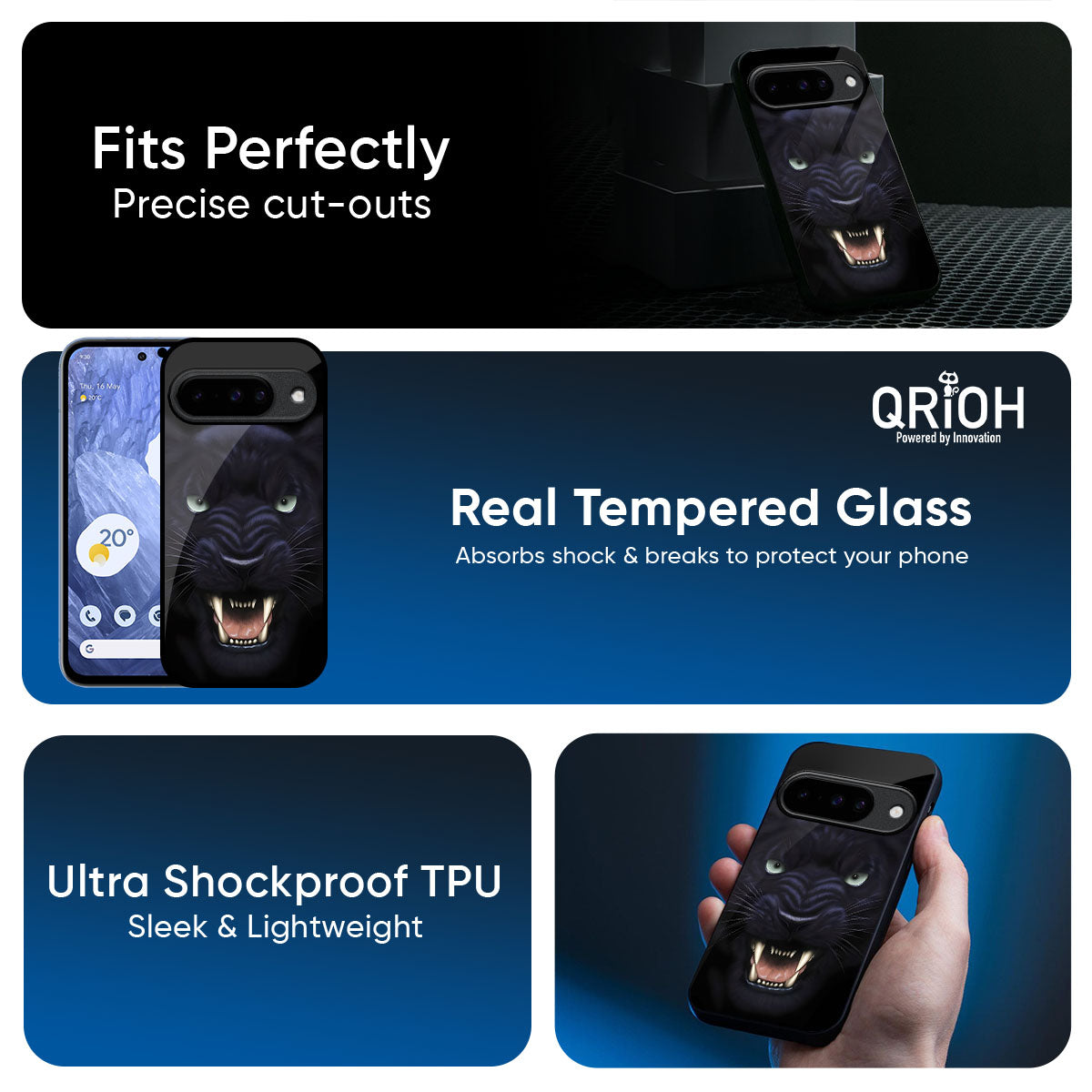 Angry Black Tiger Glass Case for Google Pixel 10 5G