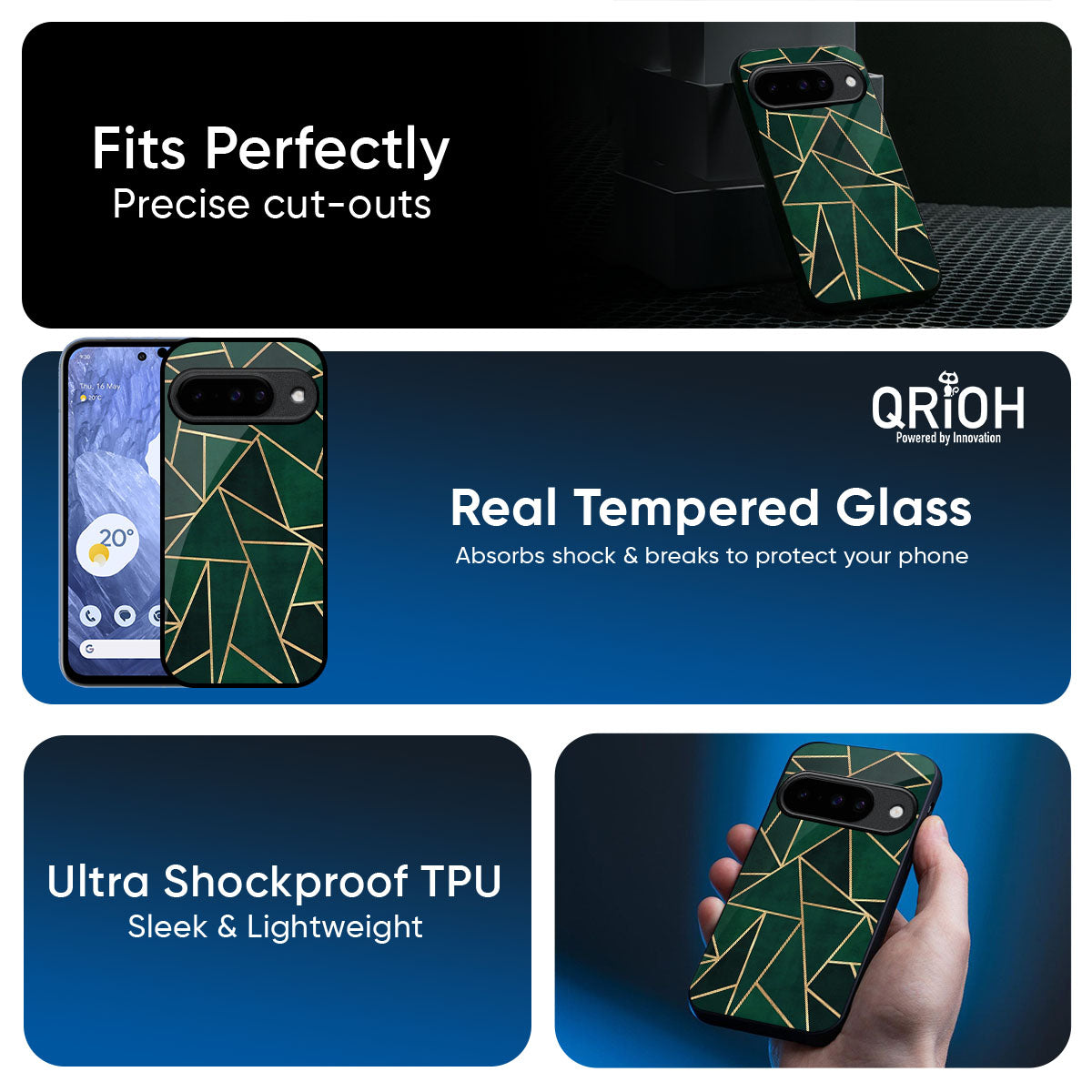 Abstract Green Glass Case For Google Pixel 10 5G
