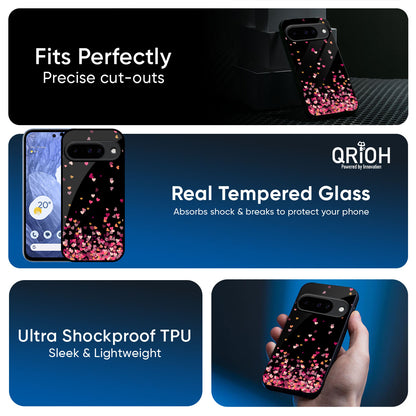 Heart Rain Fall Glass Case For Google Pixel 10 5G