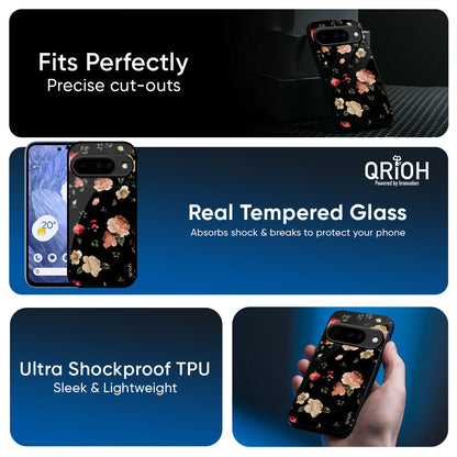 Black Spring Floral Glass Case for Google Pixel 10 5G