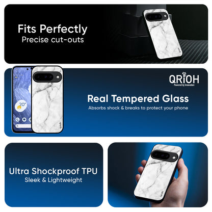 Modern White Marble Glass Case for Google Pixel 10 Pro 5G
