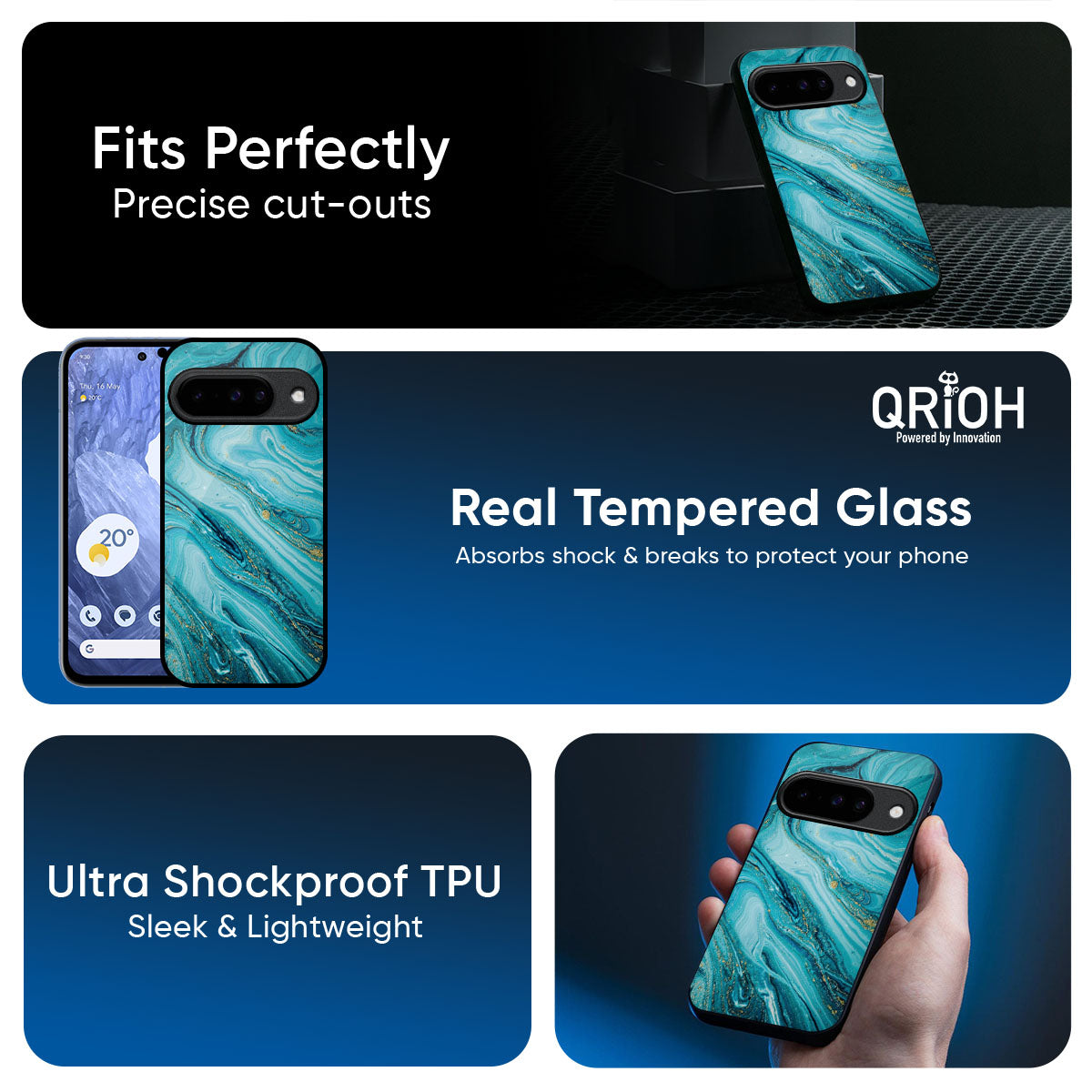 Ocean Marble Glass Case for Google Pixel 10 5G