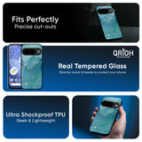 Blue Golden Glitter Glass Case for Google Pixel 10 Pro XL 5G