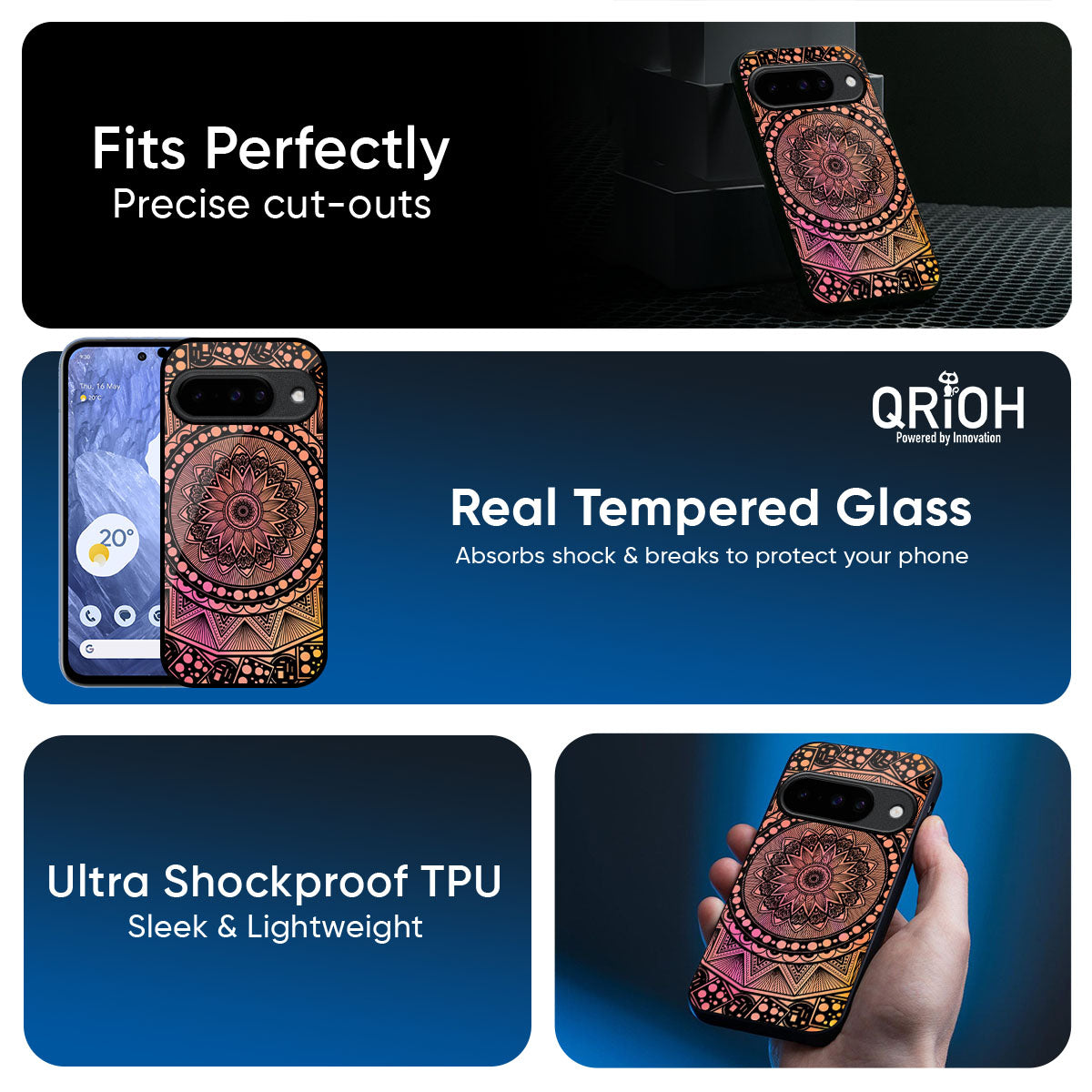 Floral Mandala Glass Case for Google Pixel 10 Pro 5G