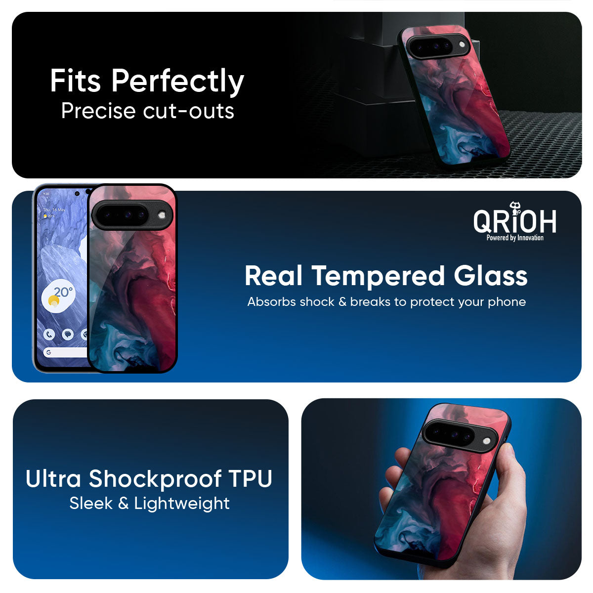 Blue & Red Smoke Glass Case for Google Pixel 10 Pro XL 5G