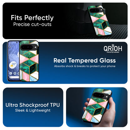 Seamless Green Marble Glass Case for Google Pixel 10 Pro XL 5G