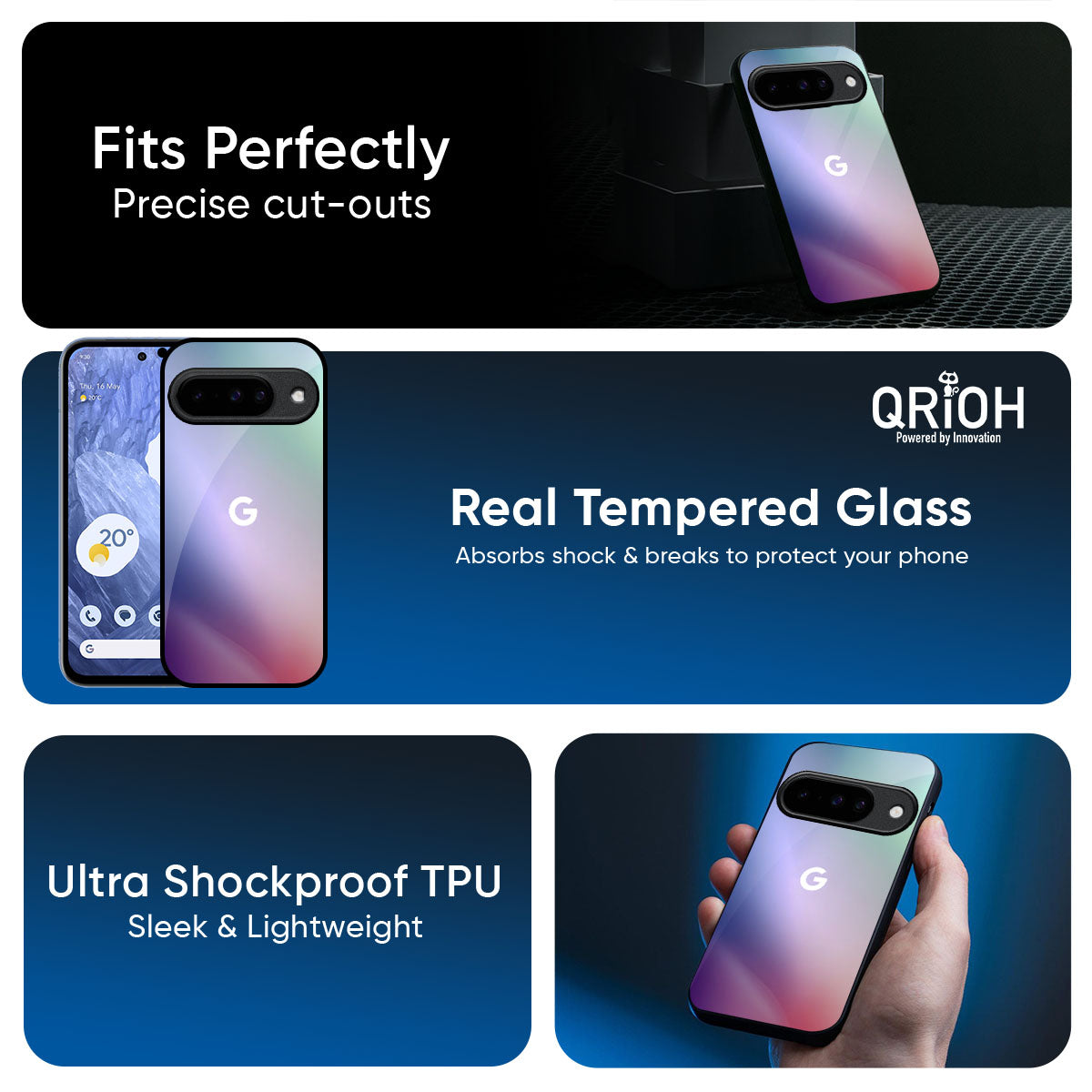 Abstract Holographic Glass Case for Google Pixel 10 Pro XL 5G