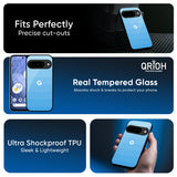 Wavy Blue Pattern Glass Case for Google Pixel 10 Pro XL 5G