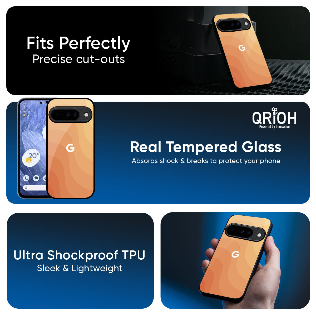 Orange Curve Pattern Glass Case for Google Pixel 10 Pro XL 5G
