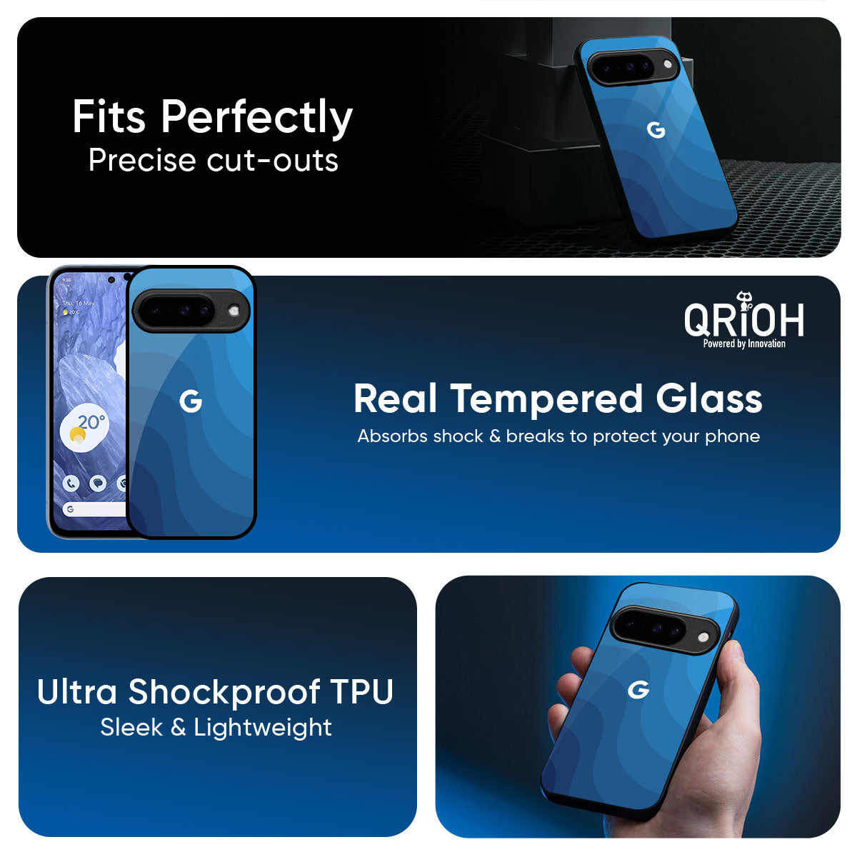 Blue Wave Abstract Glass Case for Google Pixel 10 5G