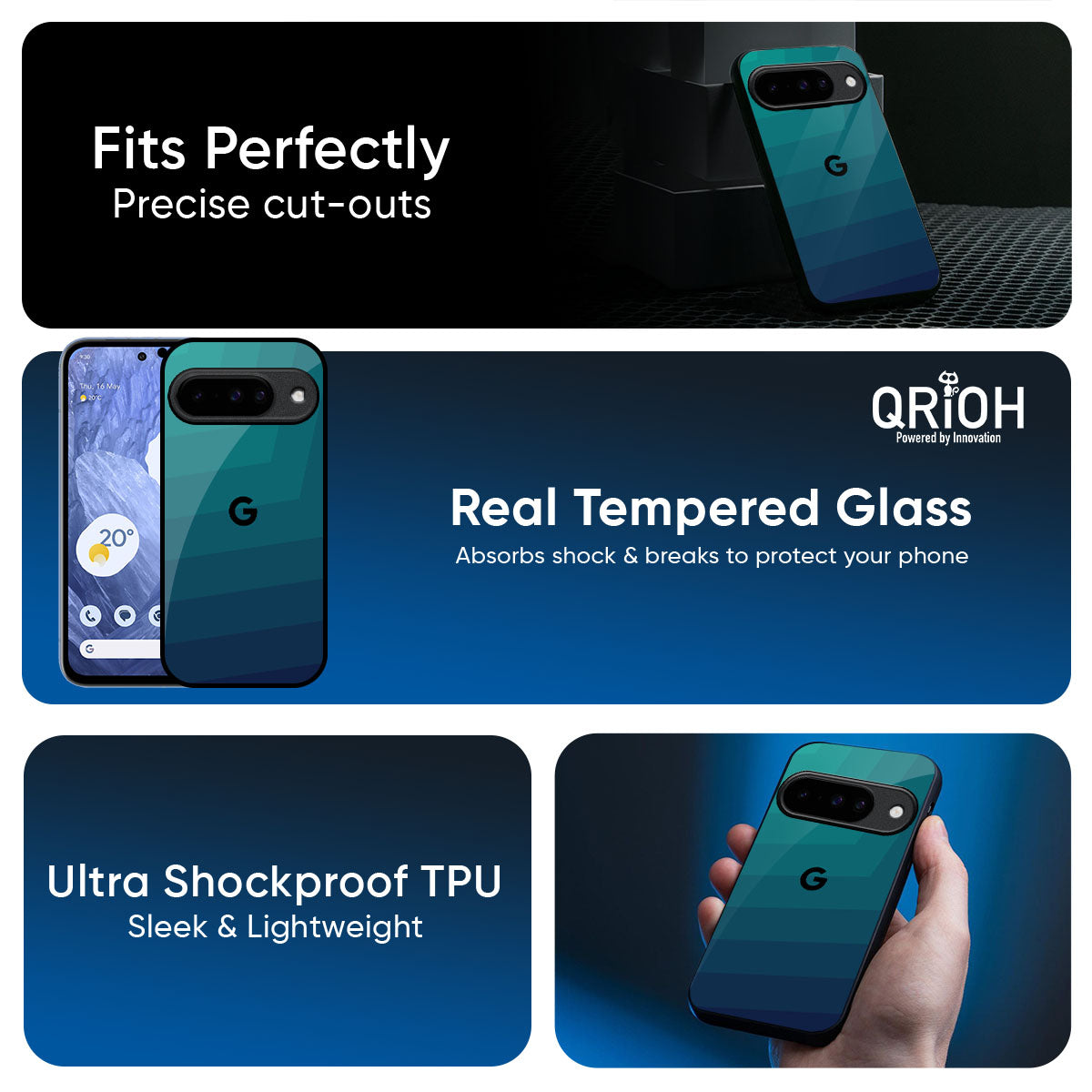 Green Triangle Pattern Glass Case for Google Pixel 10 5G