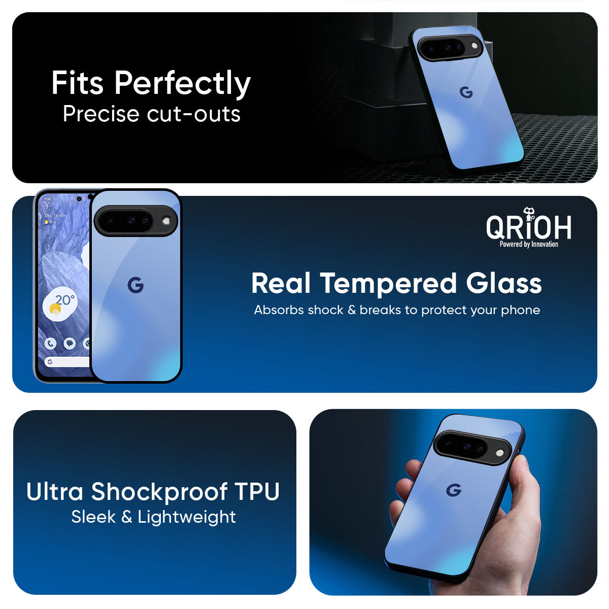 Vibrant Blue Texture Glass Case for Google Pixel 10 5G