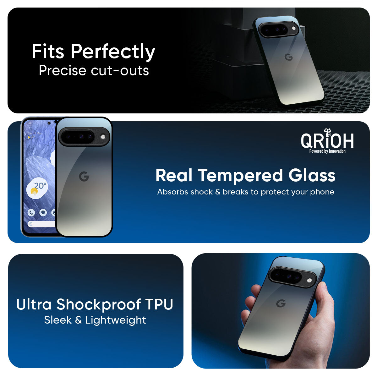 Tricolor Ombre Glass Case for Google Pixel 10 Pro XL 5G