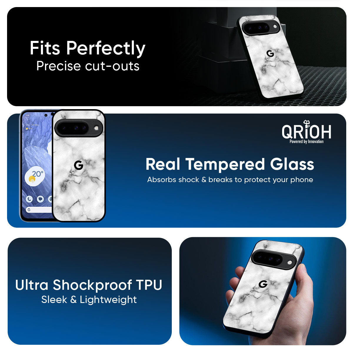 Satin White Marble Glass Case for Google Pixel 10 5G
