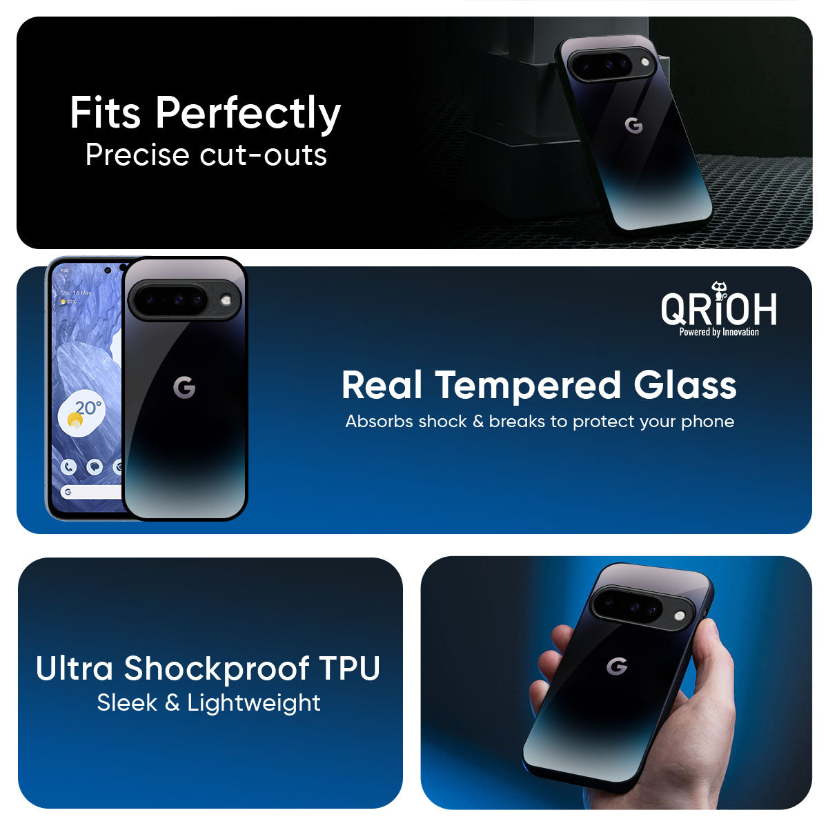 Black Obsidian Glass Case for Google Pixel 10 5G