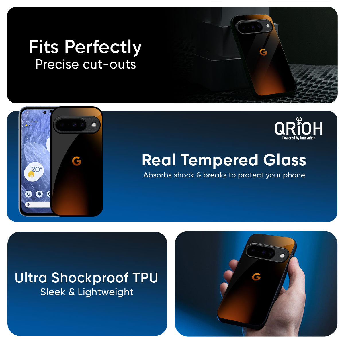 Orange Black Fusion Glass Case for Google Pixel 10 5G