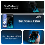 Teal Flames Glass Case for Google Pixel 10 Pro XL 5G