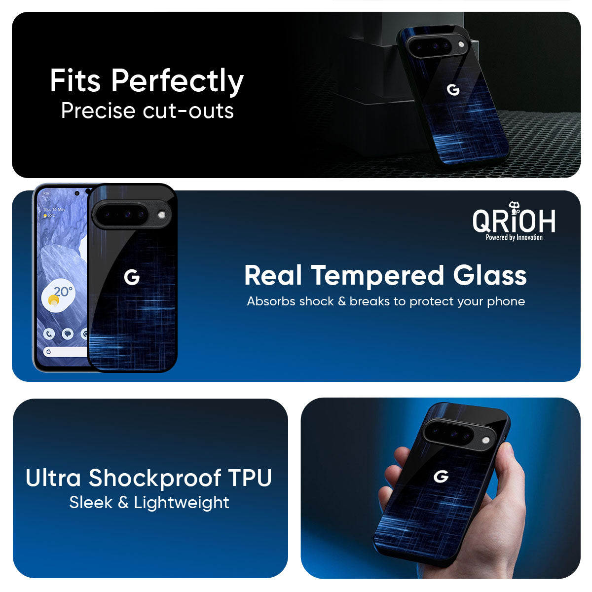Blue Scratch Glass Case for Google Pixel 10 5G