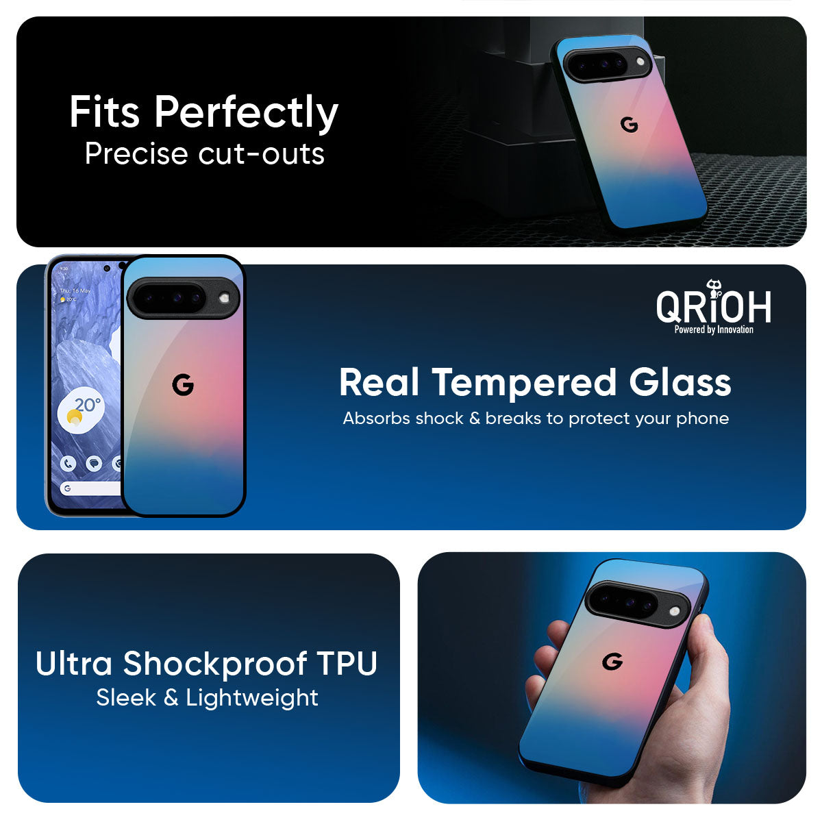 Blue & Pink Ombre Glass case for Google Pixel 10 5G