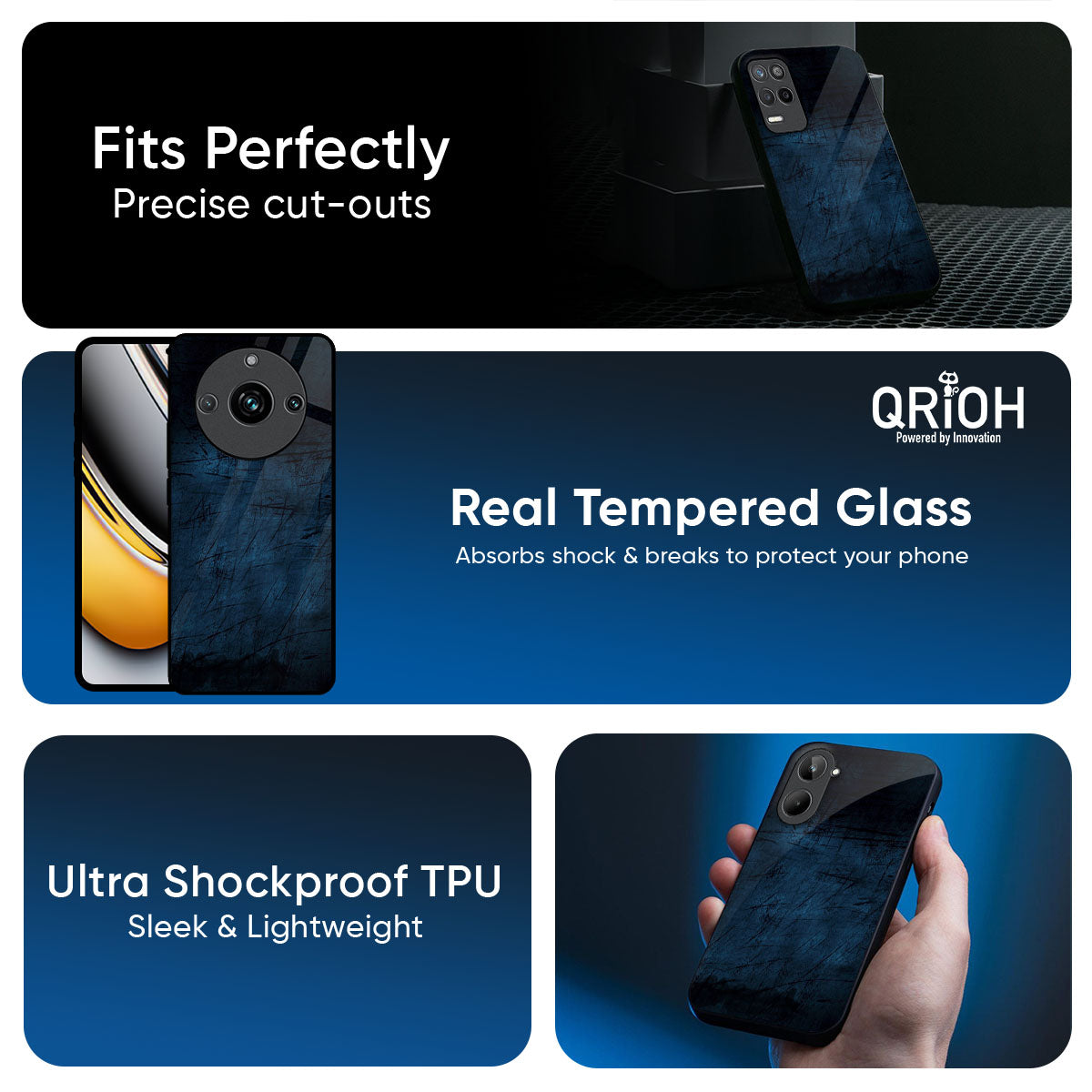 Dark Blue Grunge Glass Case for Realme 14 Pro 5G