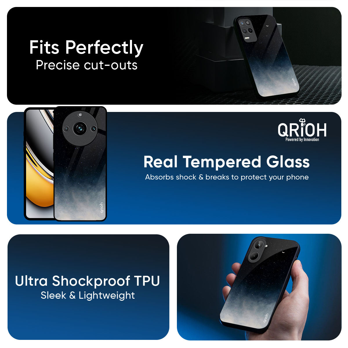 Black Aura Glass Case for Realme 15T 5G