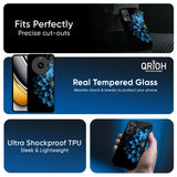 Half Blue Flower Glass Case for Realme 14 Pro 5G
