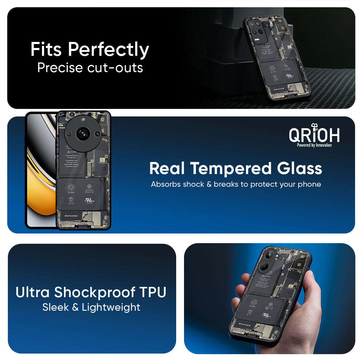 Skeleton Inside Glass Case for Realme 14 Pro 5G